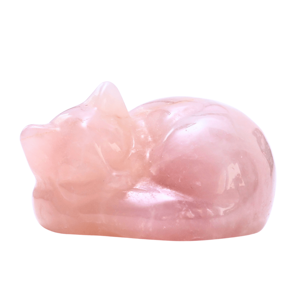 Figurina Pisicuta Adormita 4 cm din Cuart Roz - Iubire si Liniste