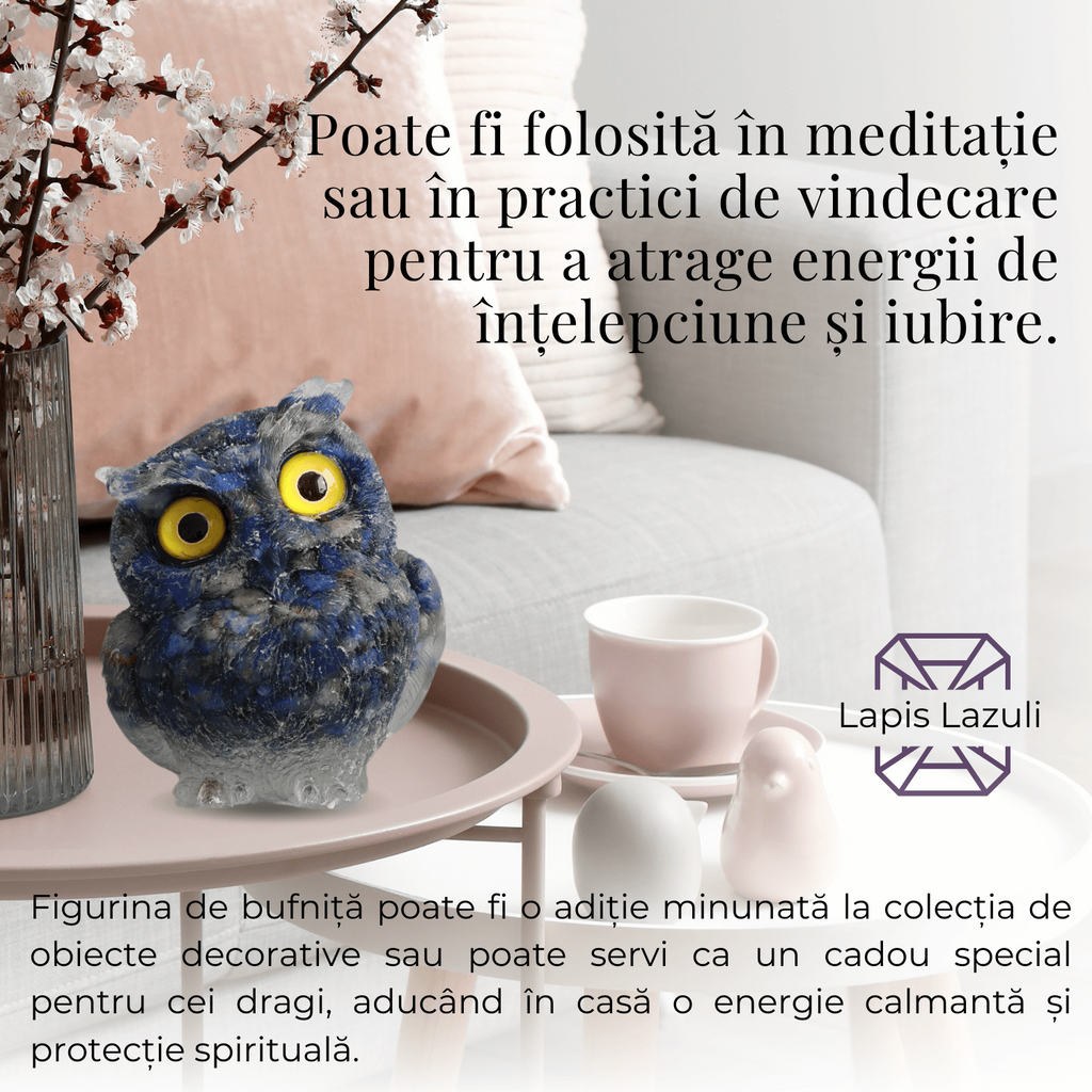 Figurina Bufnita din Lapis Lazuli – Talisman de Intelepciune si Protectie
