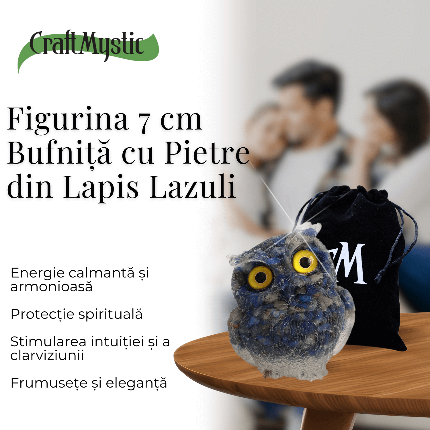 Figurina Bufnita din Lapis Lazuli – Talisman de Intelepciune si Protectie