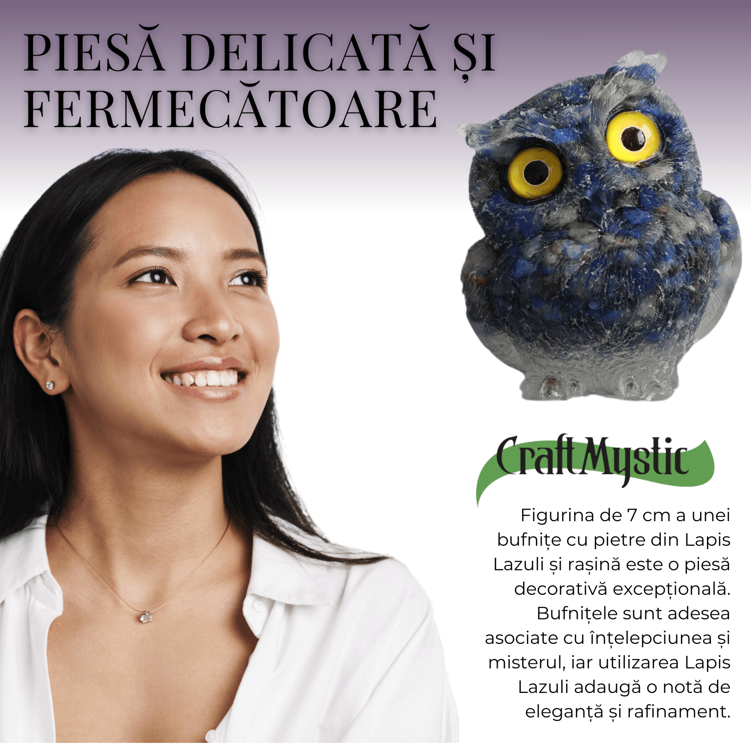 Figurina Bufnita din Lapis Lazuli – Talisman de Intelepciune si Protectie