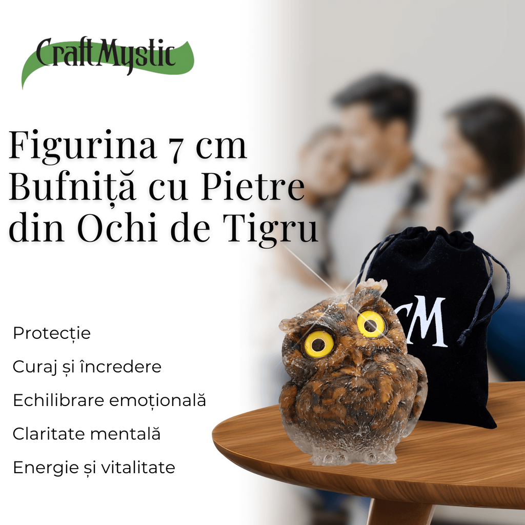Figurina Bufnita din Ochi de Tigru – Protectie si Claritate Mentala