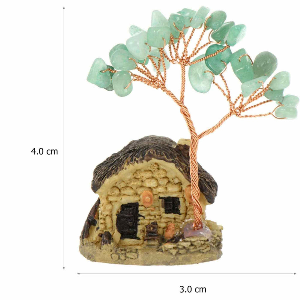 Figurina casuta cu ramuri din cristale naturale Aventurin Verde