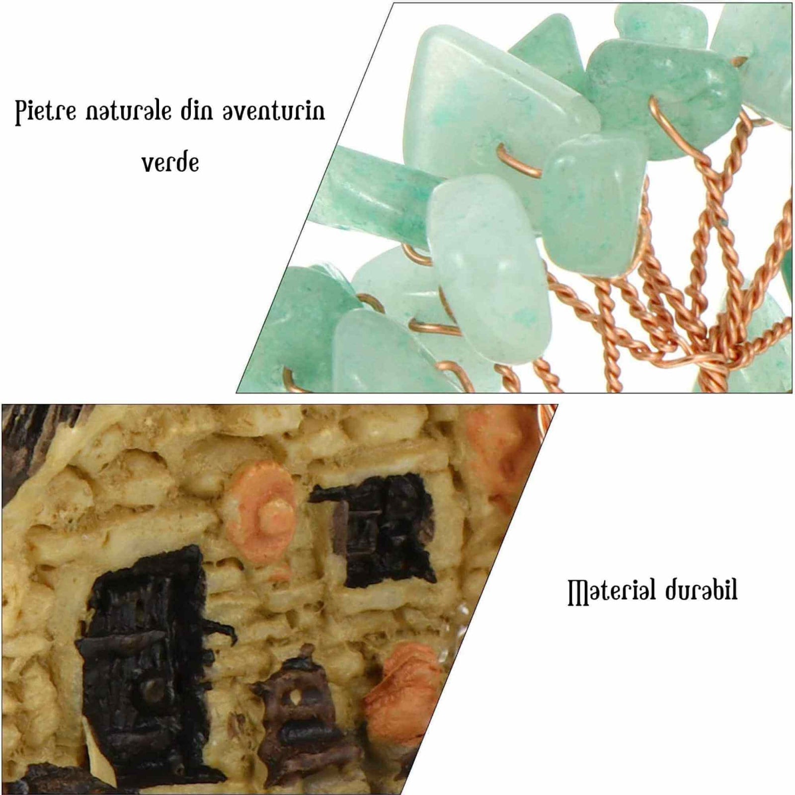 Figurina casuta cu ramuri din cristale naturale Aventurin Verde
