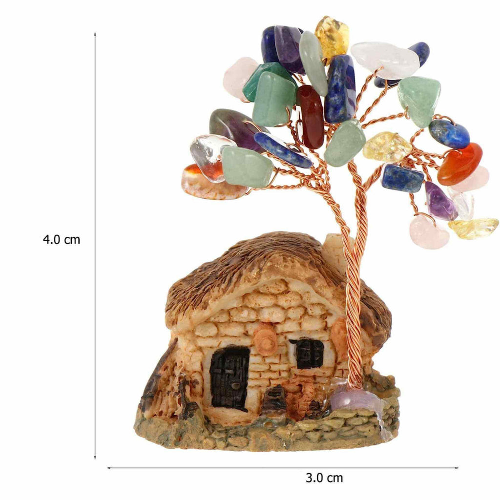 Figurina casuta cu ramuri din cristale naturale 7 chakra