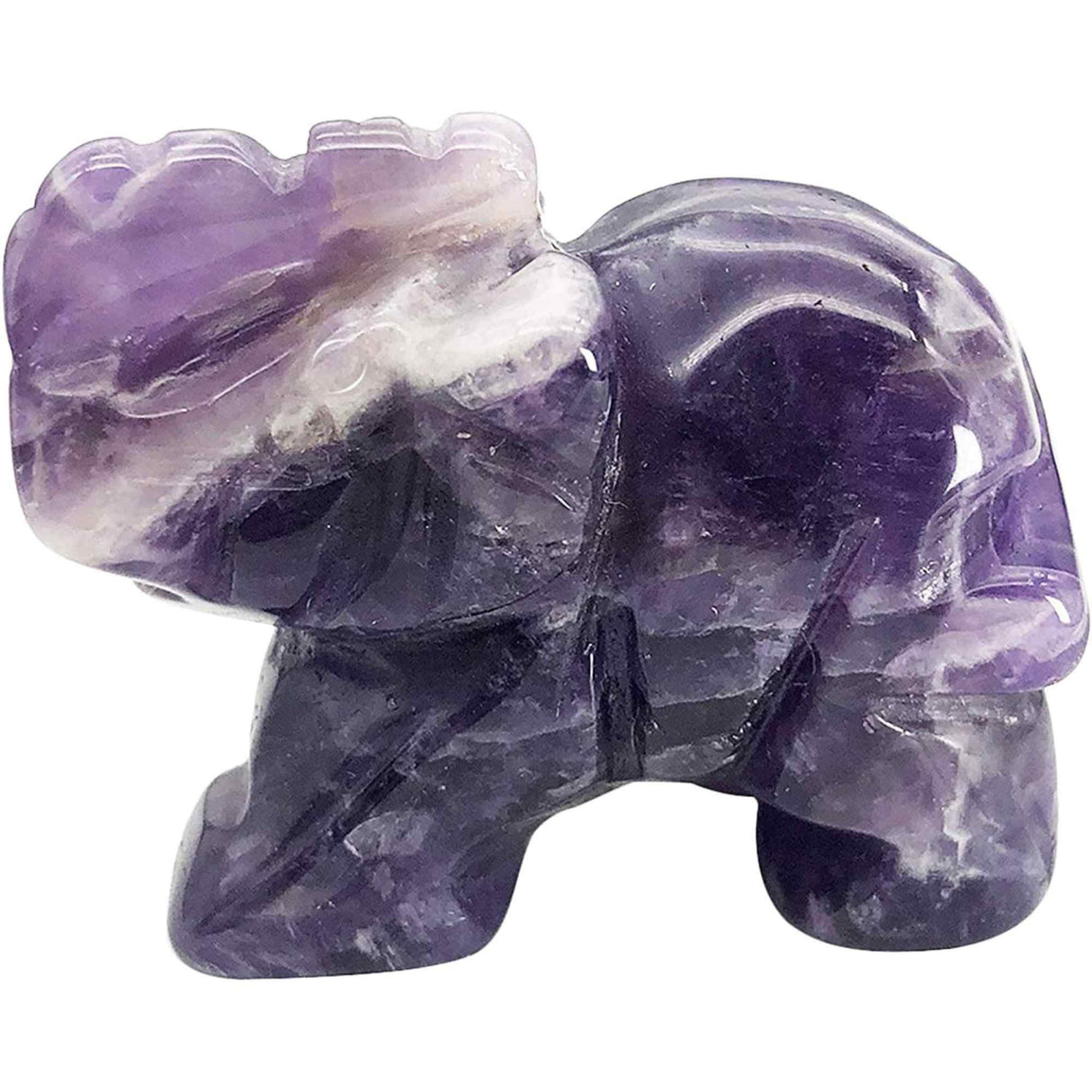 Figurina elefant din piatra semi-pretioasa sculptata manual - Statuie din cristale vindecatoare Reiki de buzunar pentru meditatie, pace