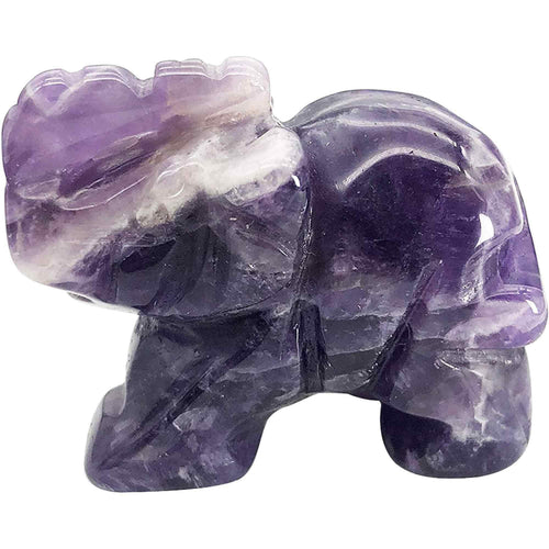 Figurina elefant din piatra semi-pretioasa sculptata manual - Statuie din cristale vindecatoare Reiki de buzunar pentru meditatie, pace