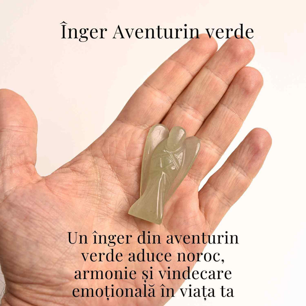 Figurina Inger din Aventurin Verde pentru Echilibru si Calm Interior, 50-55mm