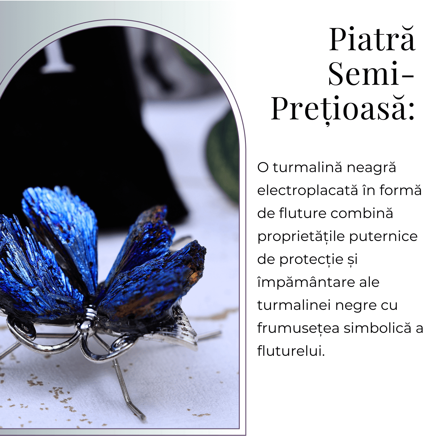 Figurina Fluture din Turmalina Neagra Electroplacata