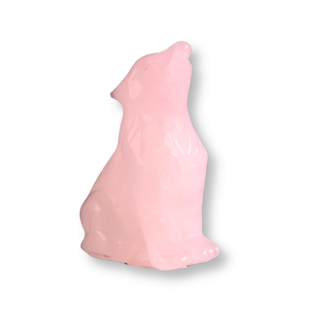 Figurina Lup din Cuart Roz Natural, 5 cm