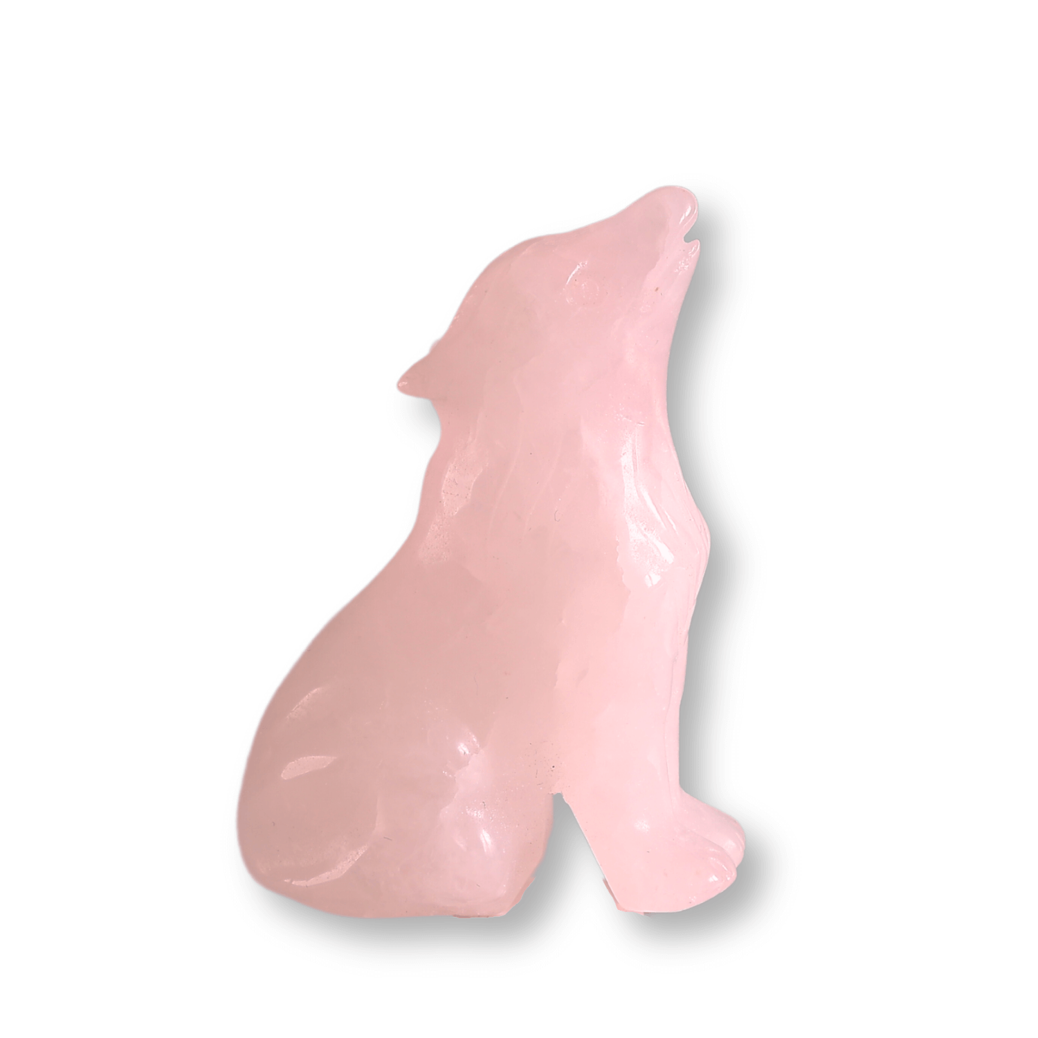 Figurina Lup din Cuart Roz Natural, 5 cm - Favorizeaza Echilibrul Emoțional si Armonia