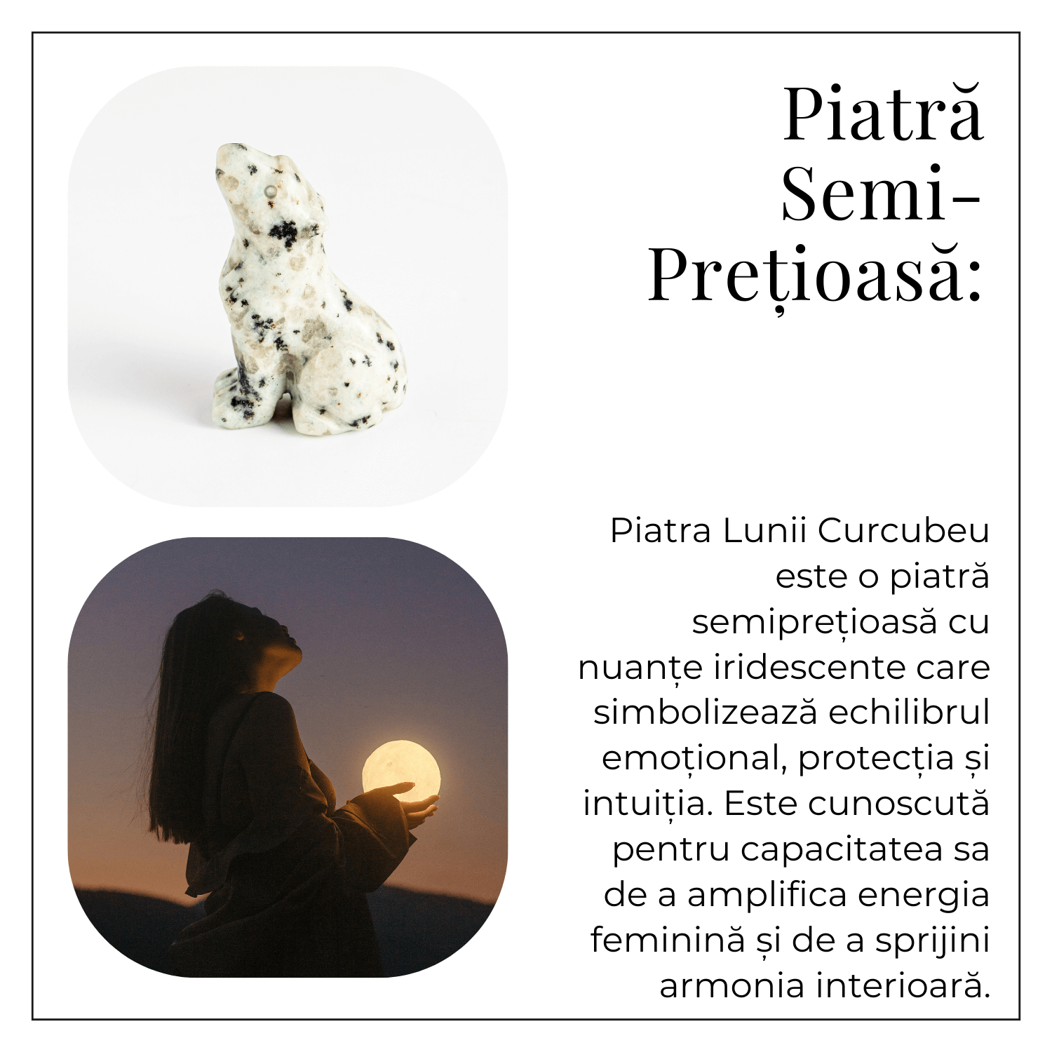Figurina Lup din Piatra Lunii Curcubeu