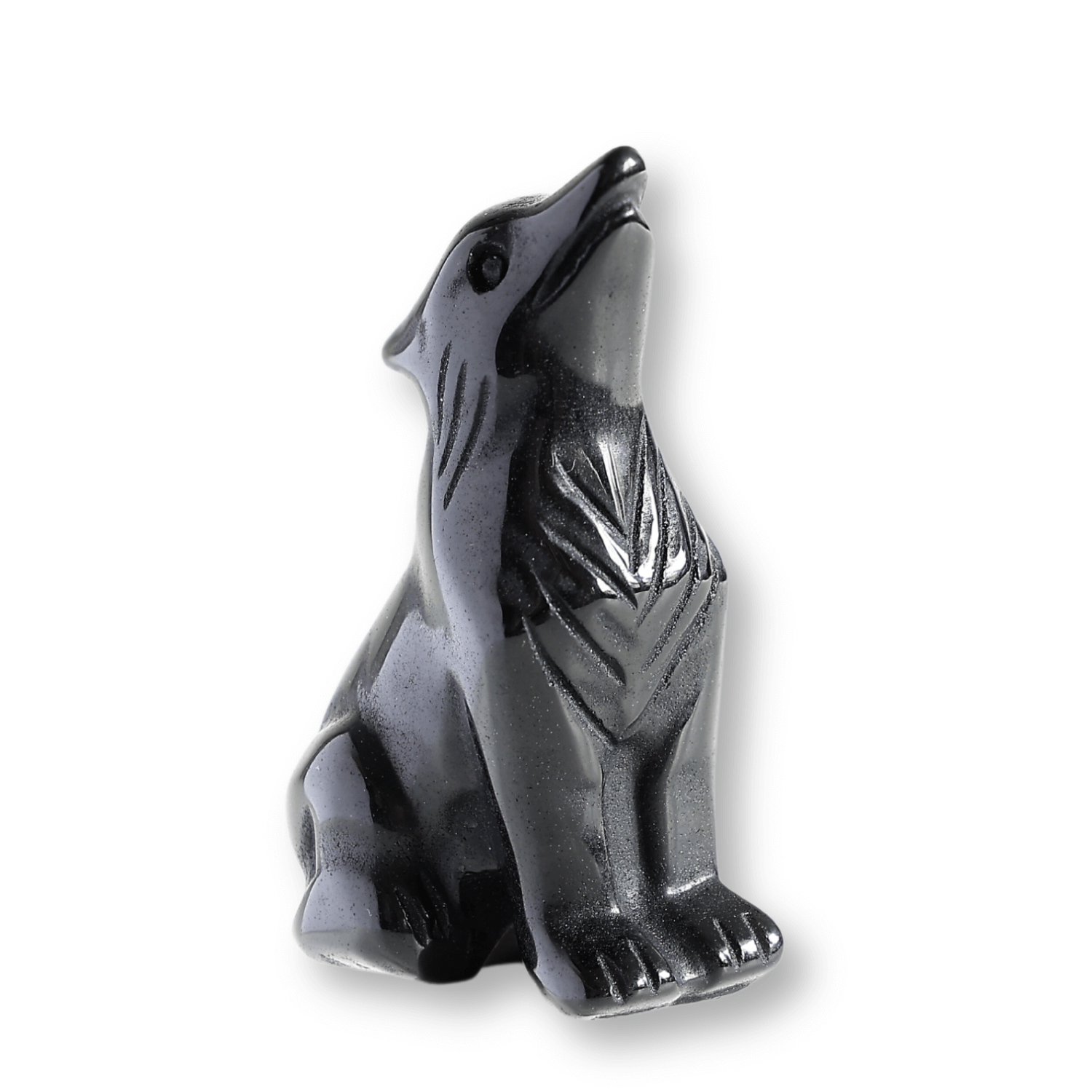 Figurina Lup din Obsidian Natural, 5 cm