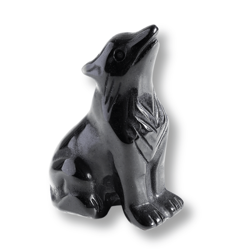Figurina Lup din Obsidian Natural, 5 cm - Protector Energetic si Sprijin în Transformare
