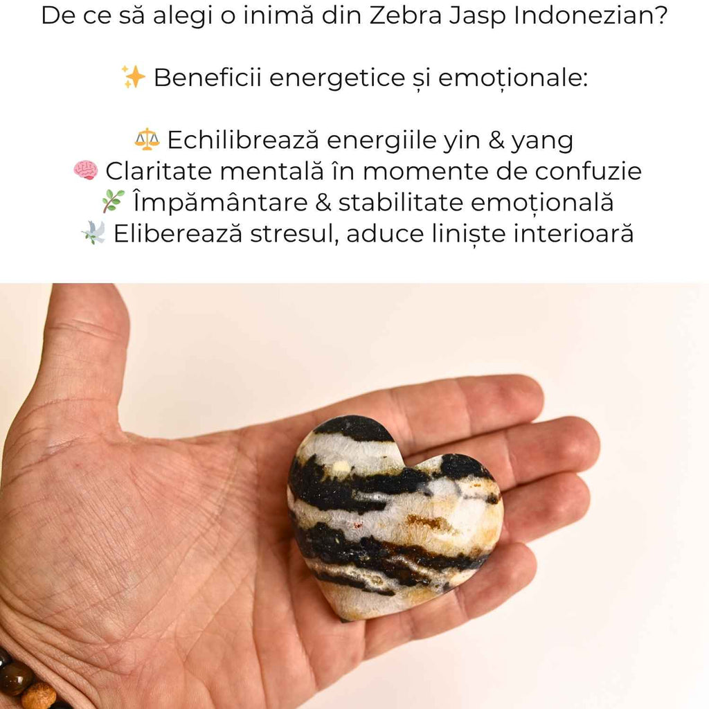 Inima din Zebra Jasp Indonezian – Echilibru si claritate emotionala