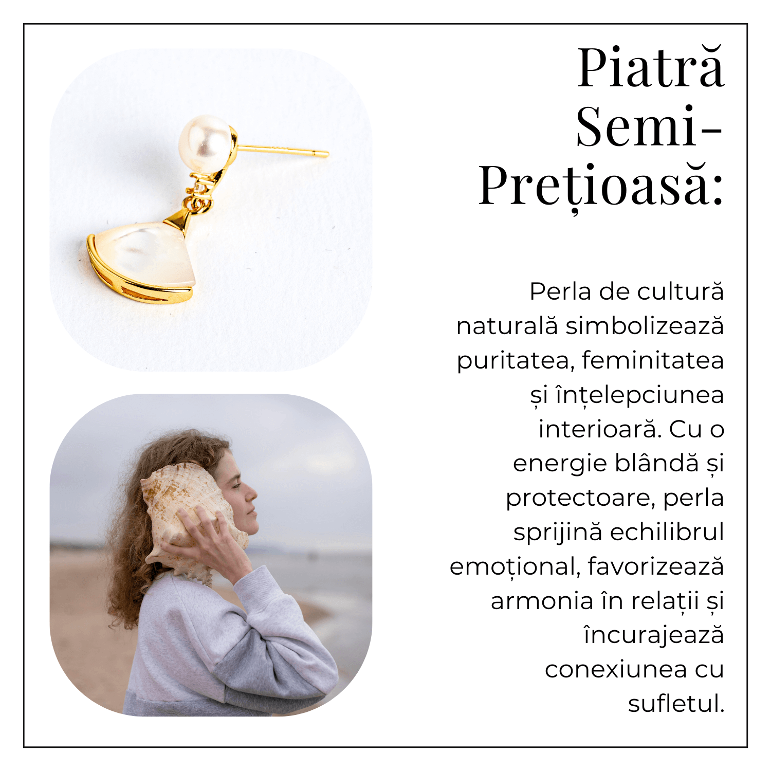 Gratie si prospetime – Cercei cu scoica sculptata si perla de cultura