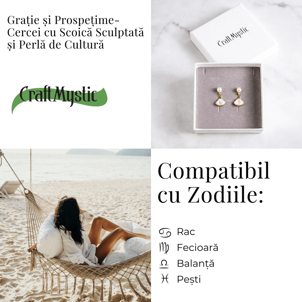 Gratie si prospetime – Cercei cu scoica sculptata si perla de cultura