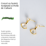 Gratie si prospetime – Cercei cu scoica sculptata si perla de cultura