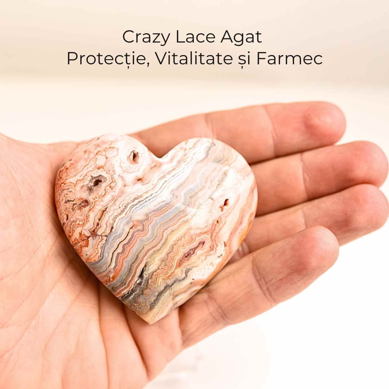 Inima din Crazy Lace Agat – Energie, Echilibru si Vitalitate