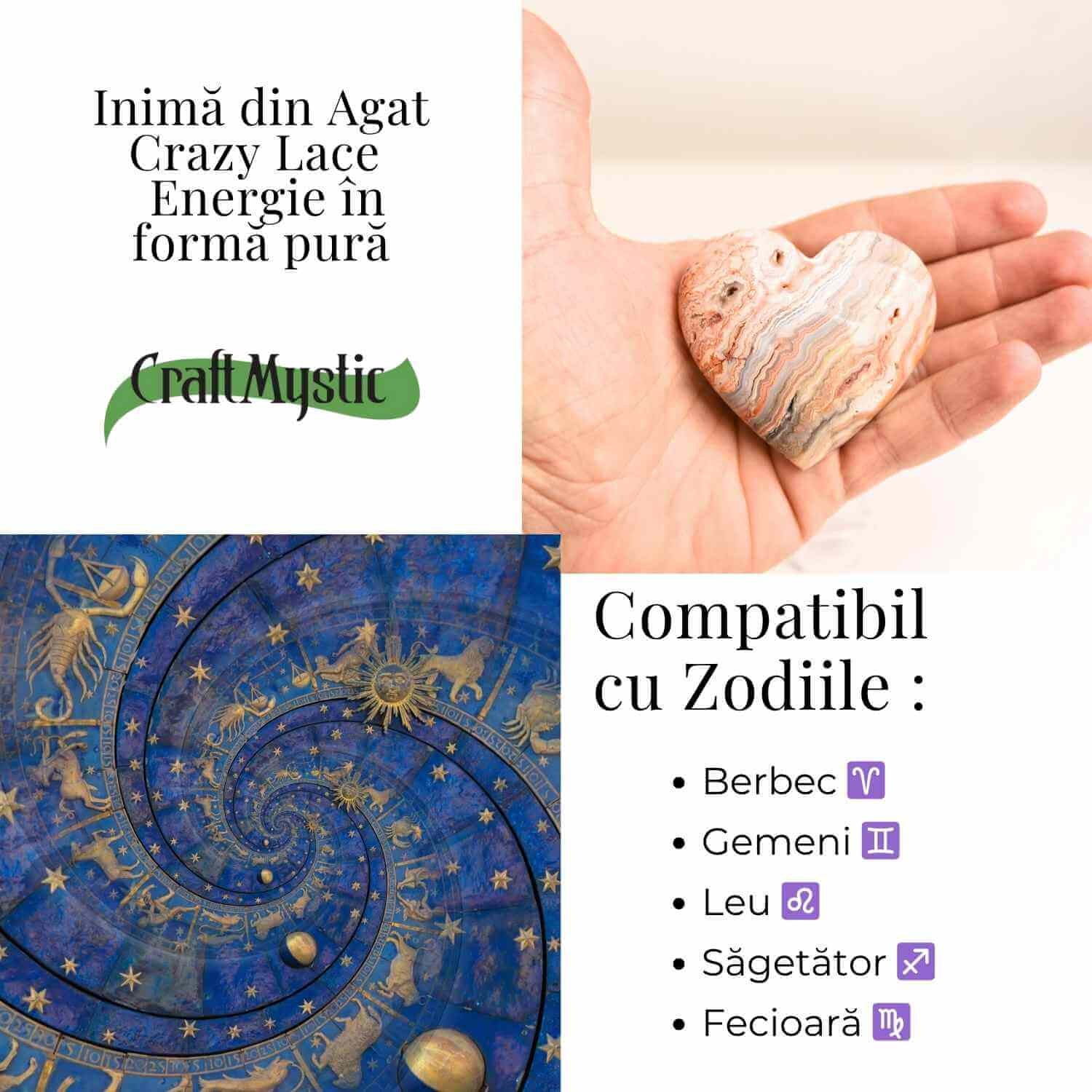 Inima din Crazy Lace Agat – Energie, Echilibru si Vitalitate