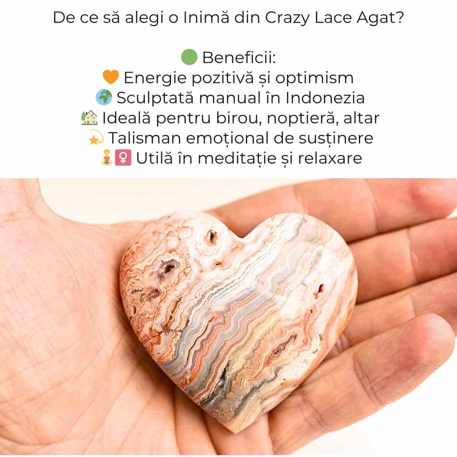 Inima din Crazy Lace Agat – Energie, Echilibru si Vitalitate