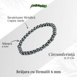 Putere si claritate – Bratara elastica cu pietre de hematit 6 mm