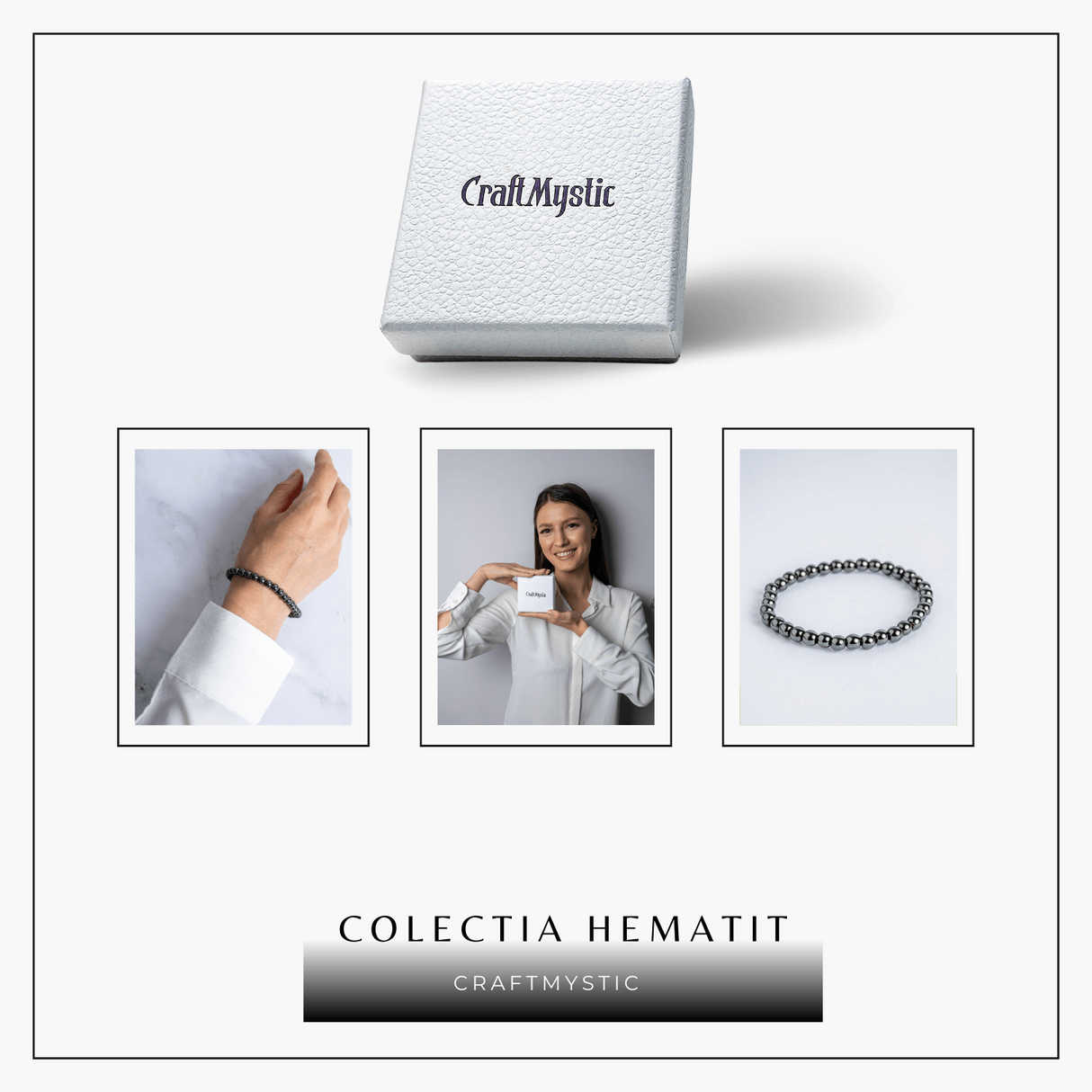 Putere si claritate – Bratara elastica cu pietre de hematit 6 mm