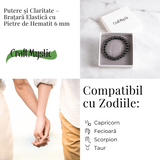 Putere si claritate – Bratara elastica cu pietre de hematit 6 mm