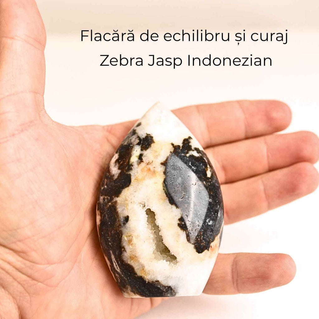 Flacara echilibrului – Zebra Jasp Indonezian pentru Claritate si Stabilitate 8-9 cm