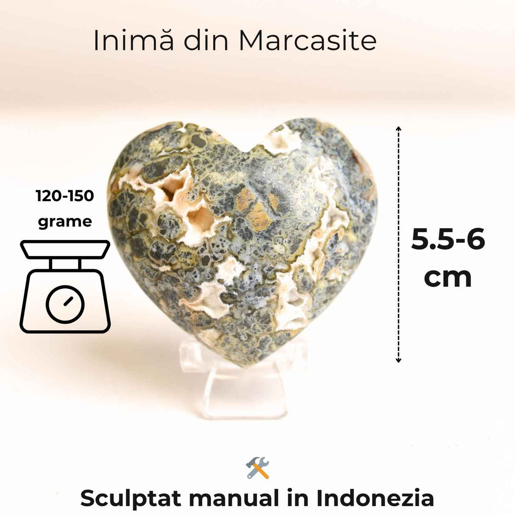 Inima care linisteste furtunile – Marcasit indonezian sculptat manual