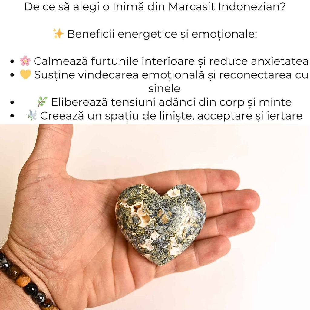Inima care linisteste furtunile – Marcasit indonezian sculptat manual