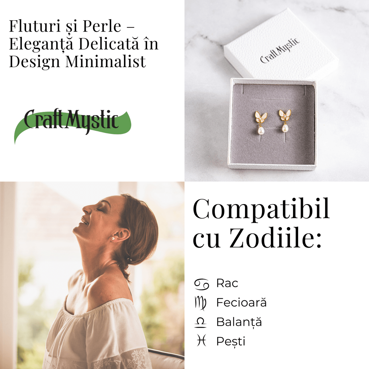 Eleganta delicata – Cercei fluturi si perle