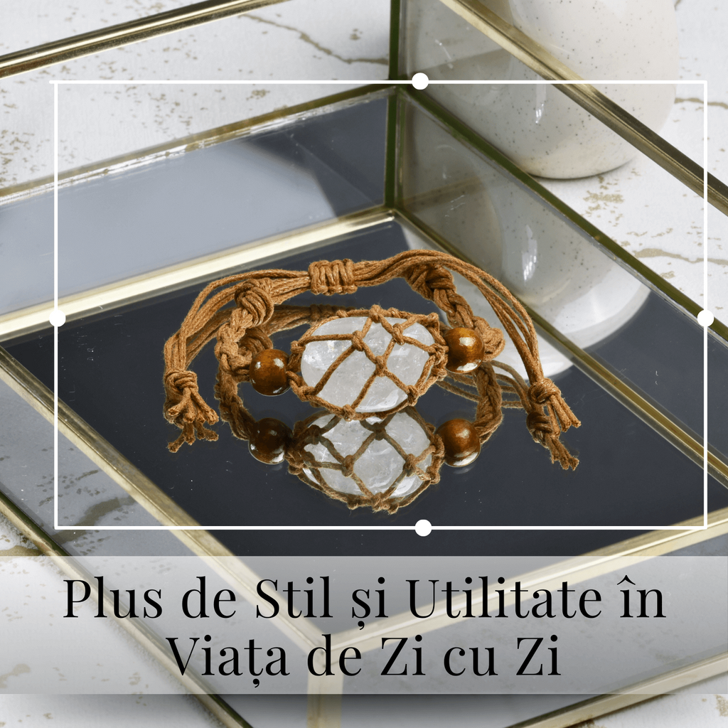 Bratara Reglabila din Sfoara maro Cerata cu Cosulet pentru Pietre si Cristale