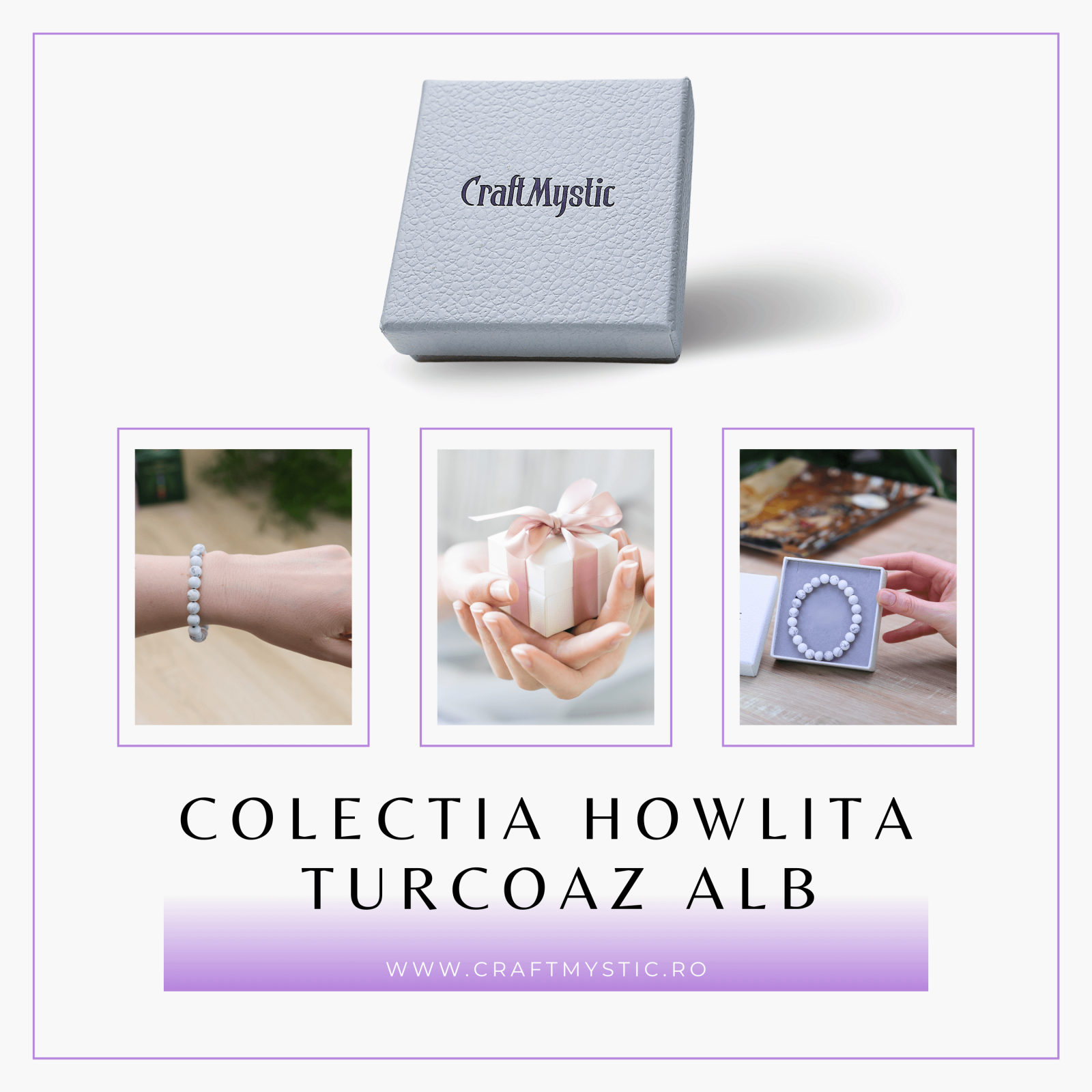 Bratara Elastica cu Margele Naturale de 8mm din Howlita