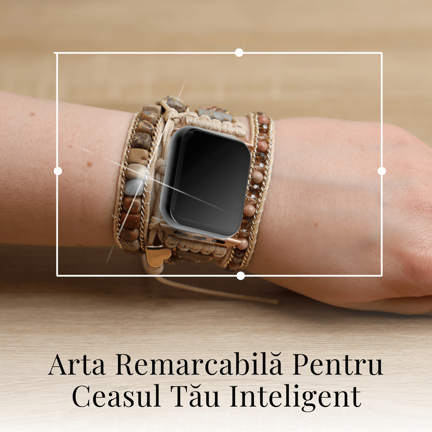 Bratara Boho cu Margele si Pietre Naturale, Compatibila Cureaua Apple Watch