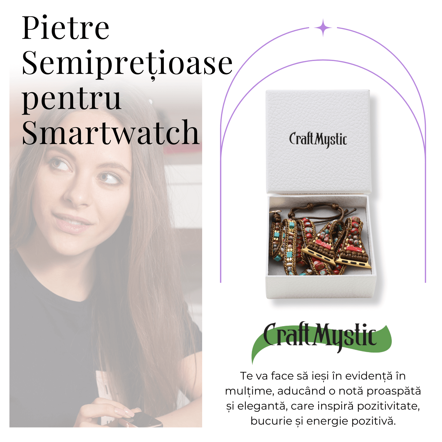 Bratara din Cristale Jasp Imperial pentru Smartwatch Apple, Model 38 mm sau 42 mm