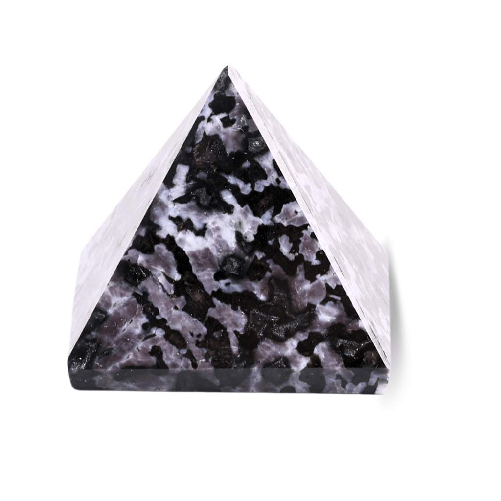 Piramida Sculptata Manual 60mm din Piatra Merlinit Mistic sau Indigo Gabbro Natural