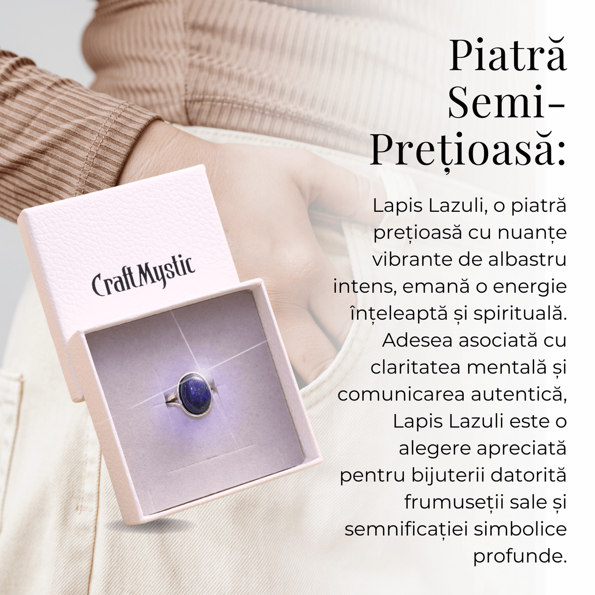 Inel Reglabil Metal Argintiu cu Piatra Naturala Lapis Lazuli