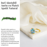 Inel Ajustabil Auriu cu Apatit Brut – Energie Pozitiva, Claritate Mentala si Creativitate