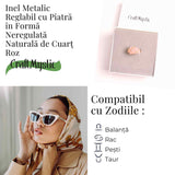 Inel Ajustabil Cuart Roz Brut forma neregulata- Vindecare Emotionala si Iubire