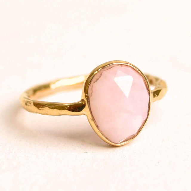 Inel argint 925 placat cu aur 18K si Opal Roz fatetat – Iubire, creativitate si echilibru