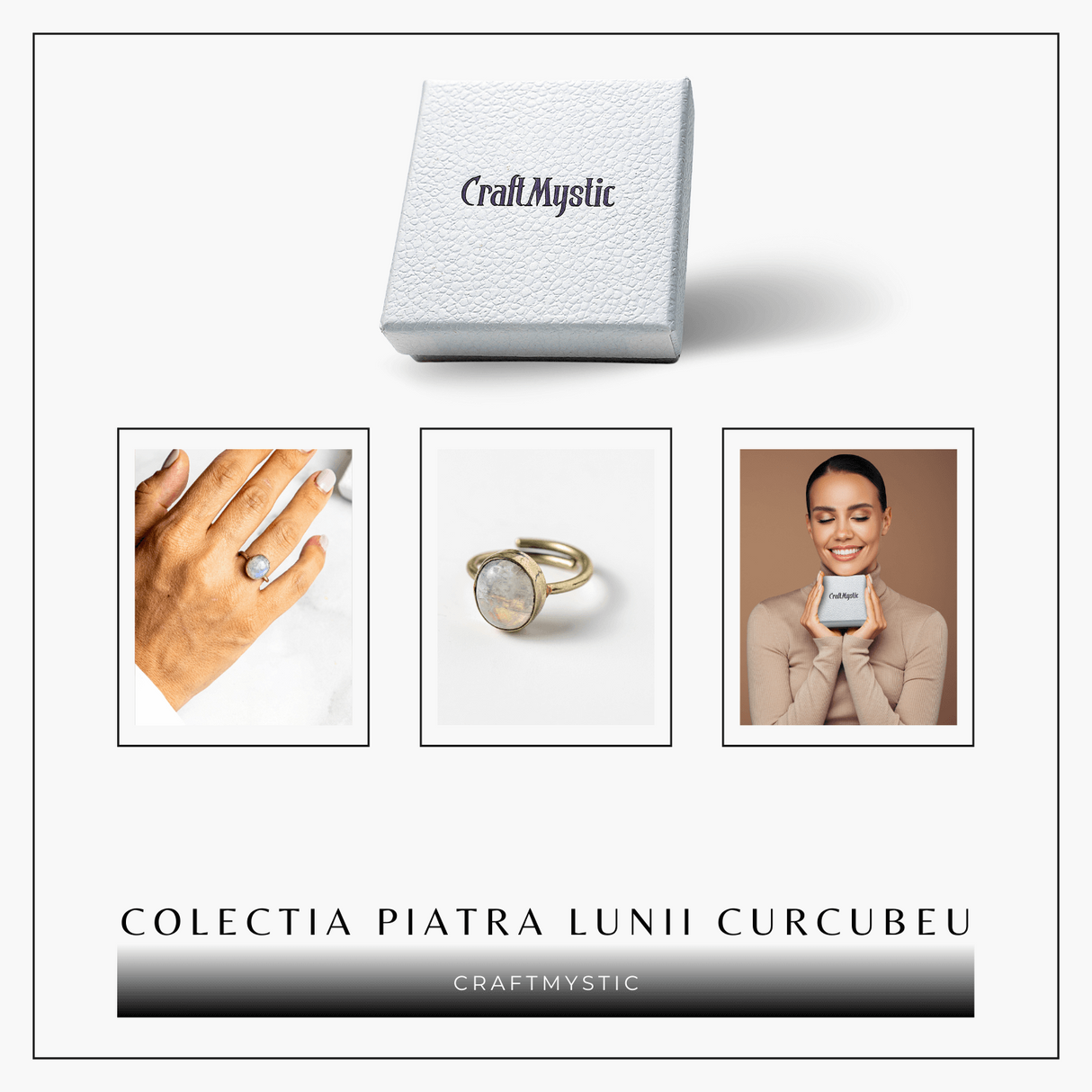 Inel Reglabil Argintiu cu Piatra Lunii Curcubeu – Intuitie si Liniste