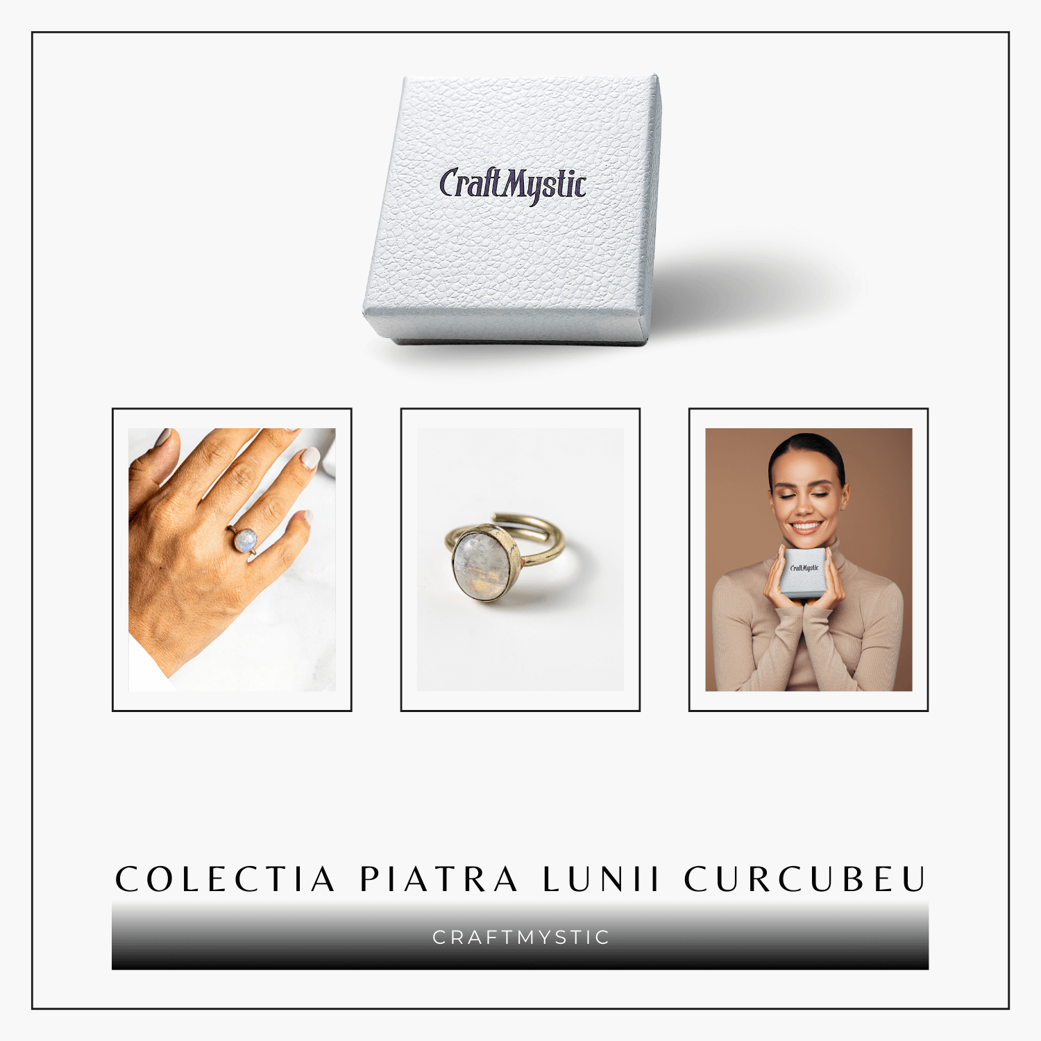 Inel Reglabil Argintiu cu Piatra Lunii Curcubeu – Intuitie si Liniste