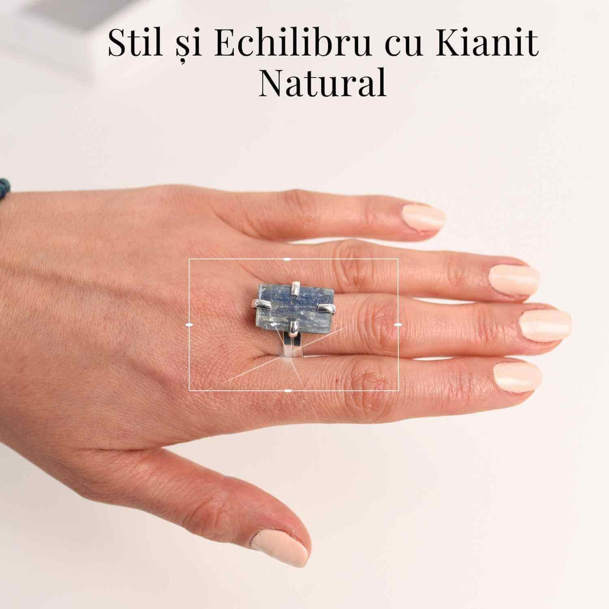 Inel Argintiu cu Kianit (cianit) Albastru - Claritate si Echilibru
