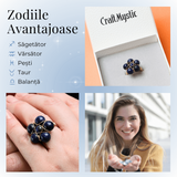 Inel Elegant in Forma de Floare cu Model Auriu si Lapis Lazuli Natural