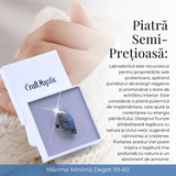 Inel argintiu ajustabil cu Labradorit design frunza, pentru protectie si intuitie