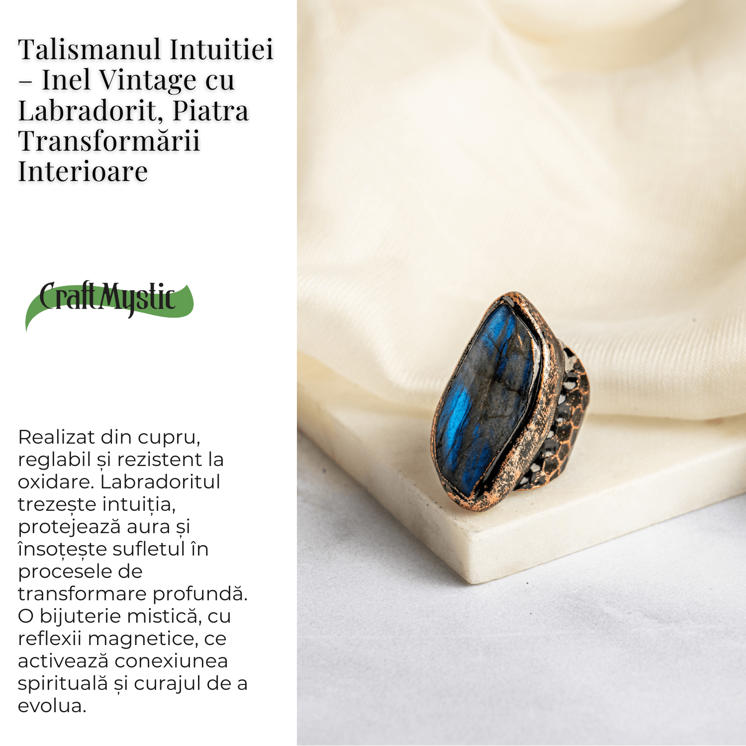 Talismanul Intuitiei – Inel Vintage cu Labradorit, Piatra Transformarii Interioare