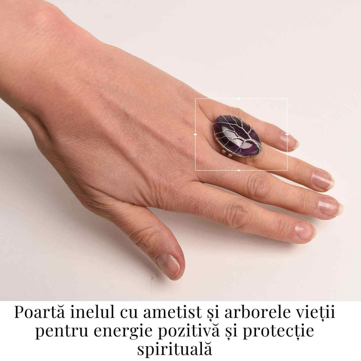 Inel Reglabil cu Ametist si Model Arborele Vietii - Energie si Echilibru