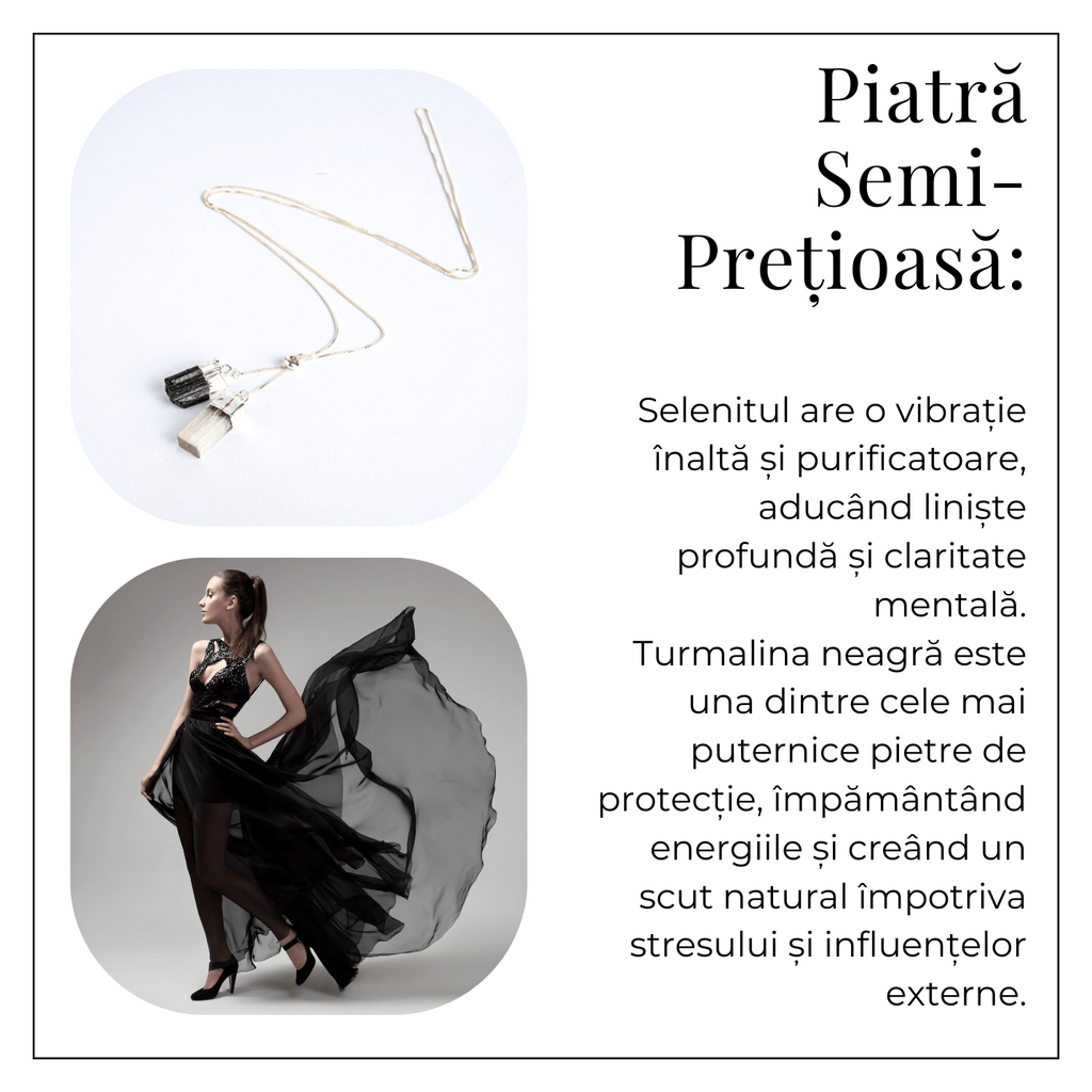Protectie completa – Colier cu selenit si turmalina neagra pentru energie curata