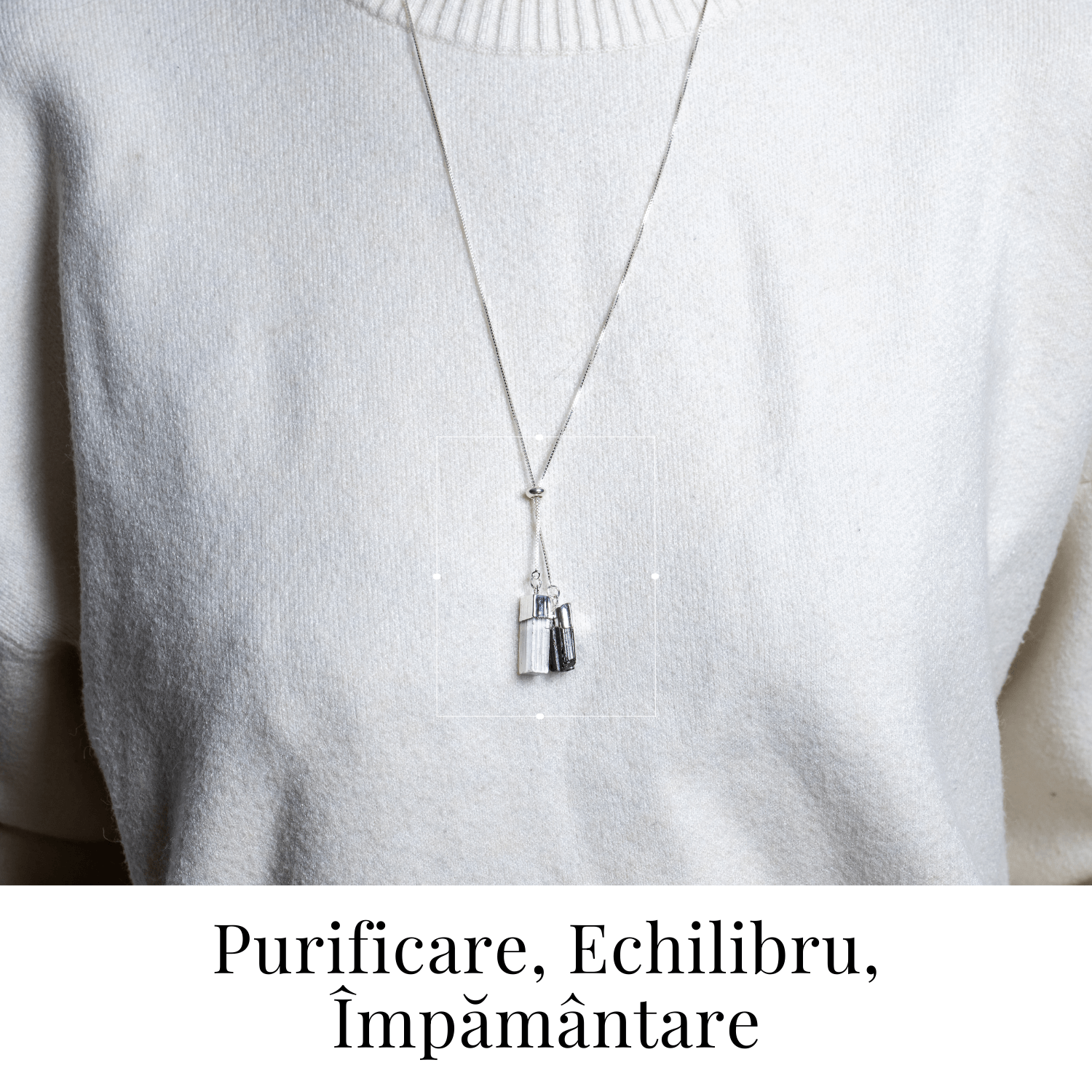 Protectie completa – Colier cu selenit si turmalina neagra pentru energie curata