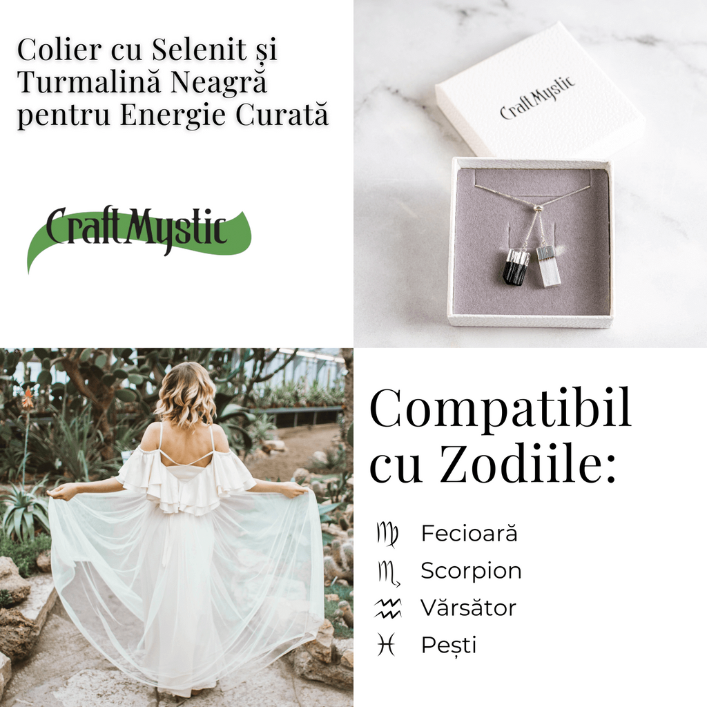 Protectie completa – Colier cu selenit si turmalina neagra pentru energie curata
